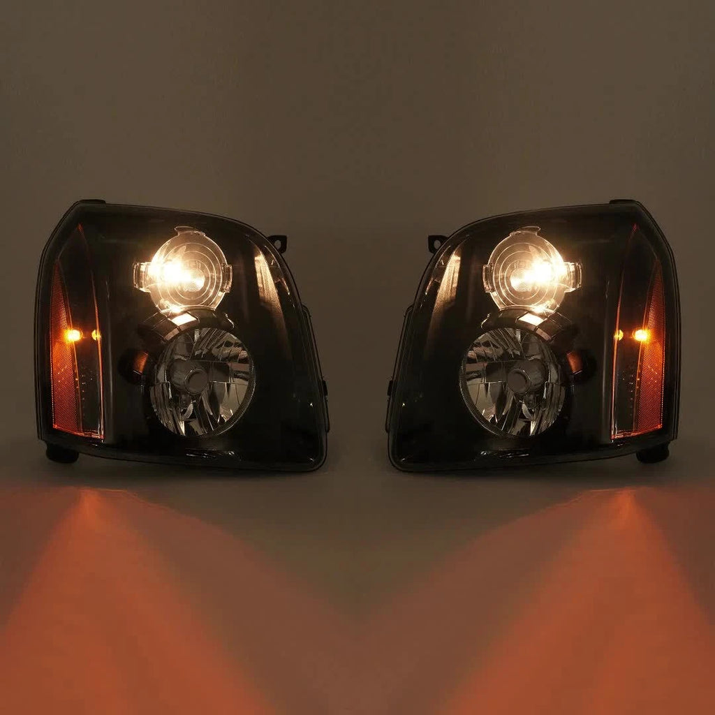 Headlight Assembly Set of 2 for GMC Yukon XL 1500 Denali (2007–2014) Black Housing