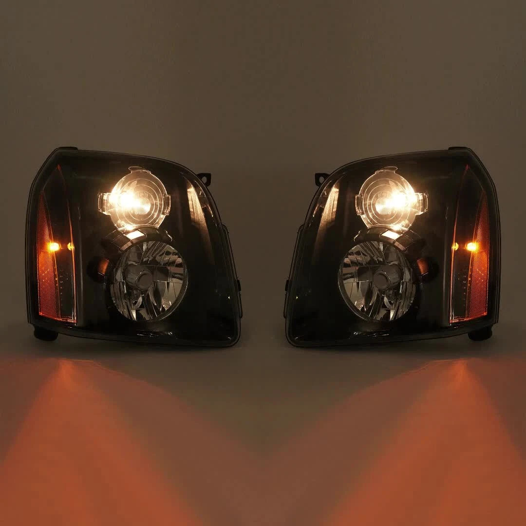 Headlight Assembly Set of 2 for GMC Yukon XL 1500 Denali (2007–2014) Black Housing
