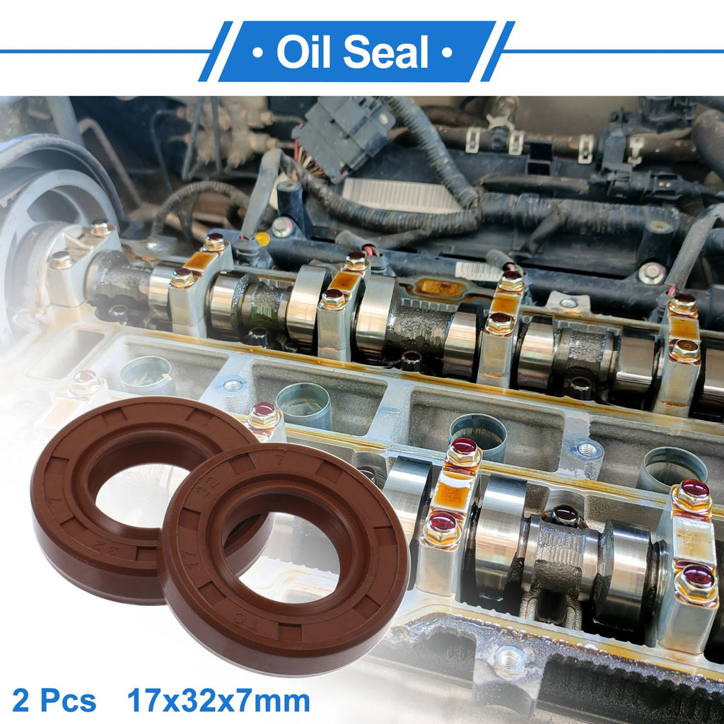 2X Oil Seal Rotary Shaft Seal for Various Models (17x32x7mm) FKM Rubber