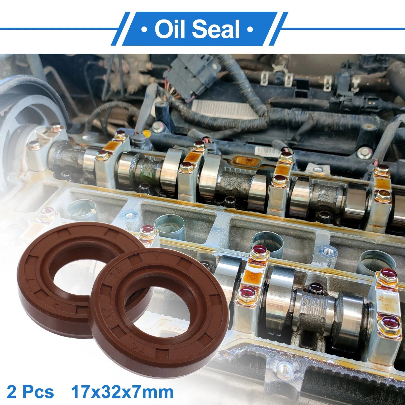 2X Oil Seal Rotary Shaft Seal for Various Models (17x32x7mm) FKM Rubber