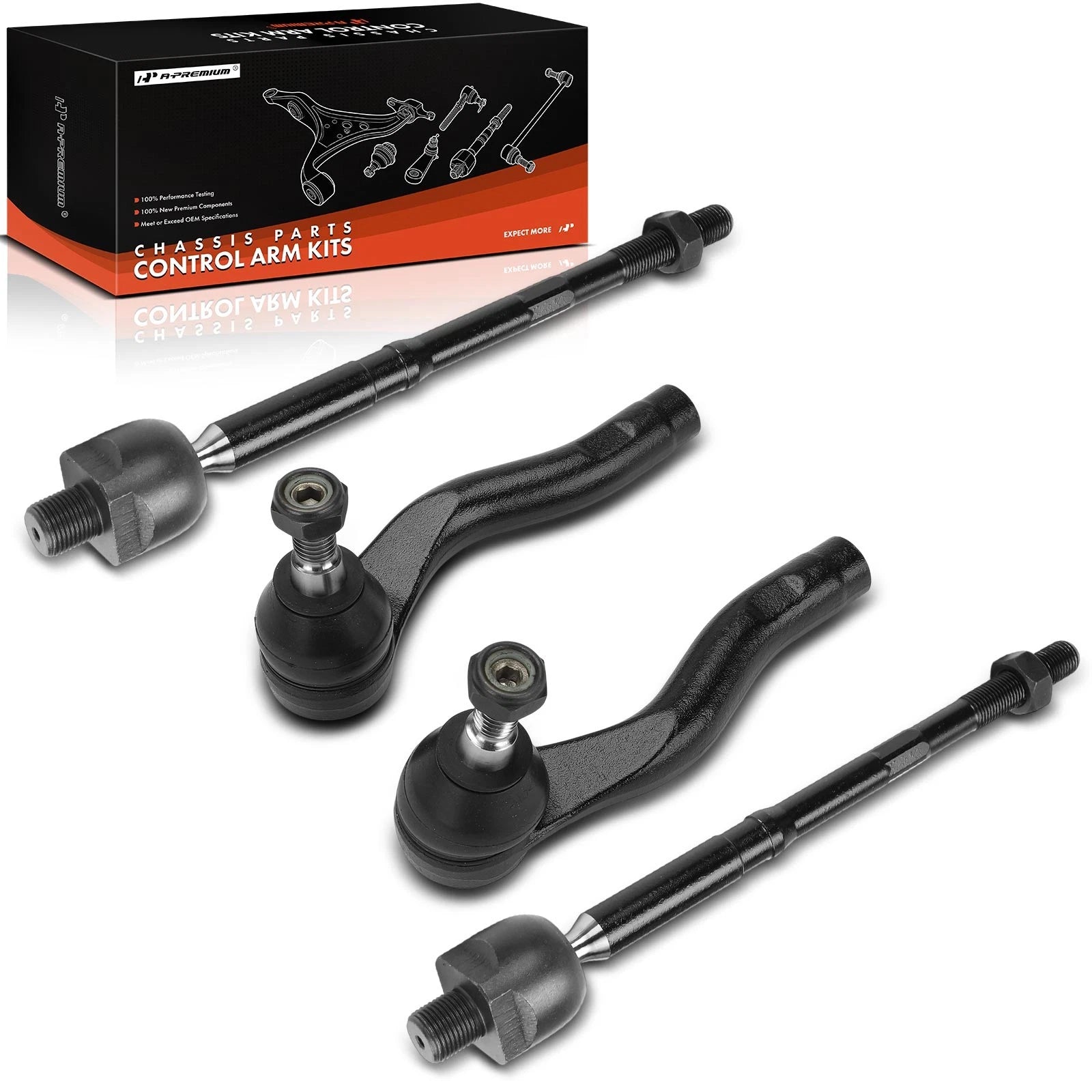 Set of 4 Front Steering Tie Rod Ends for Chevrolet Caprice (2011–2013)