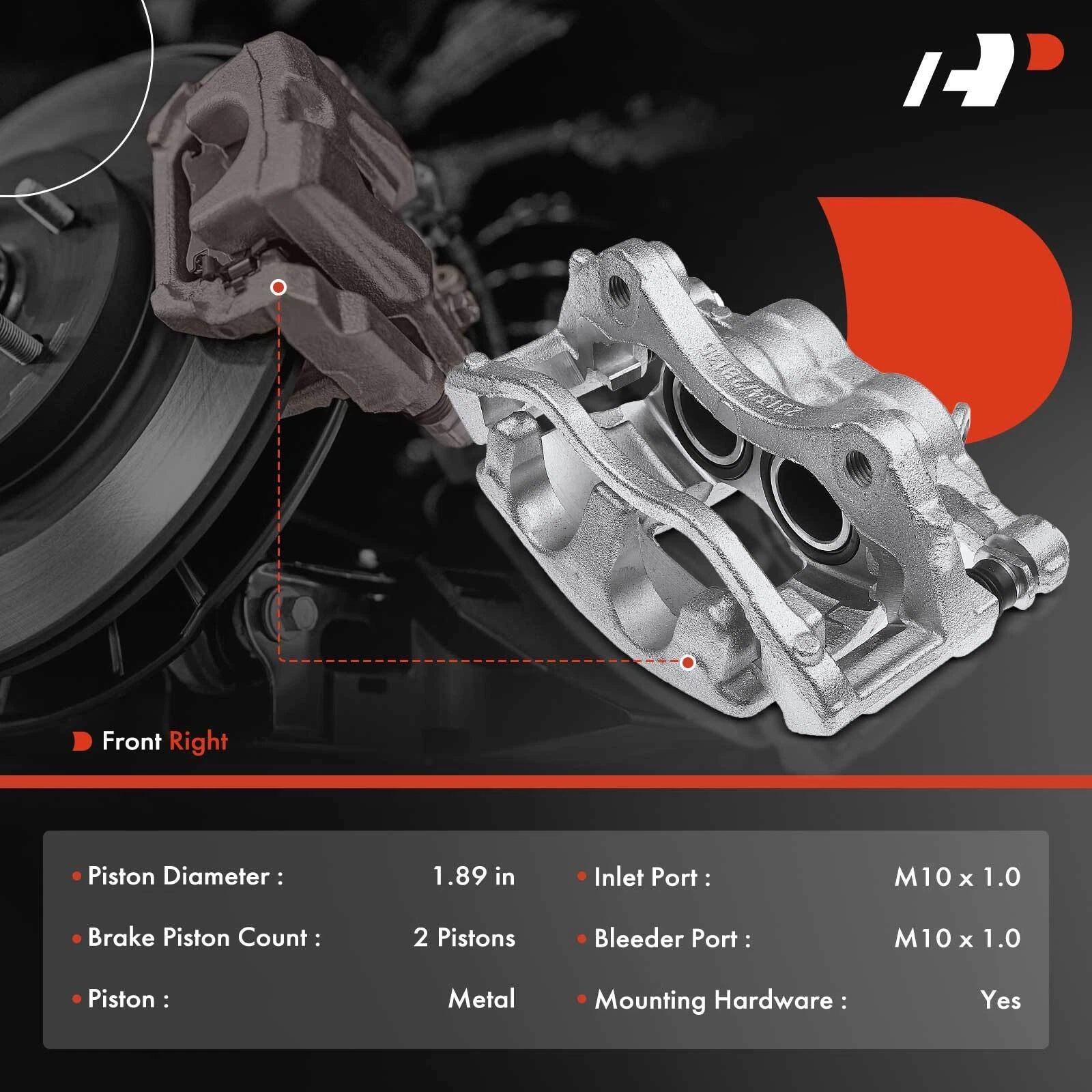 Front Right Brake Caliper with Bracket for Ford Transit-150 250 350 (2015–2023)