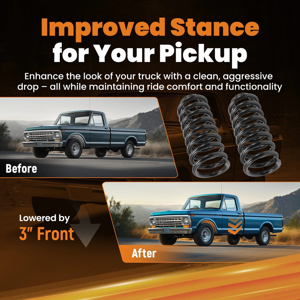3 Inch Sport Springs for Ford F150 F100 2WD (1965–1979) Front Lowering Kit