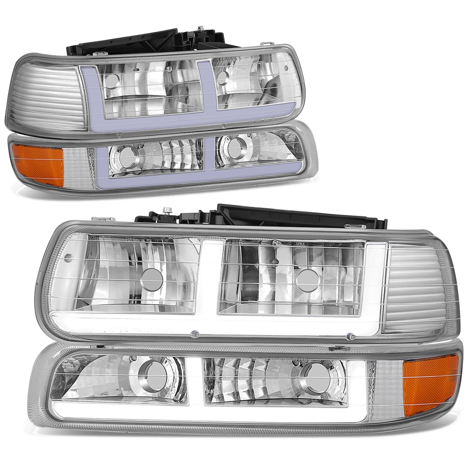 LED Headlight Bar for Tahoe Silverado Suburban 1500 (1999–2006) - Chrome Amber