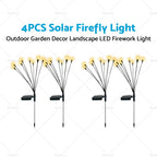 Set of 4 Solar Firefly LED Lights for Outdoor Garden Decor