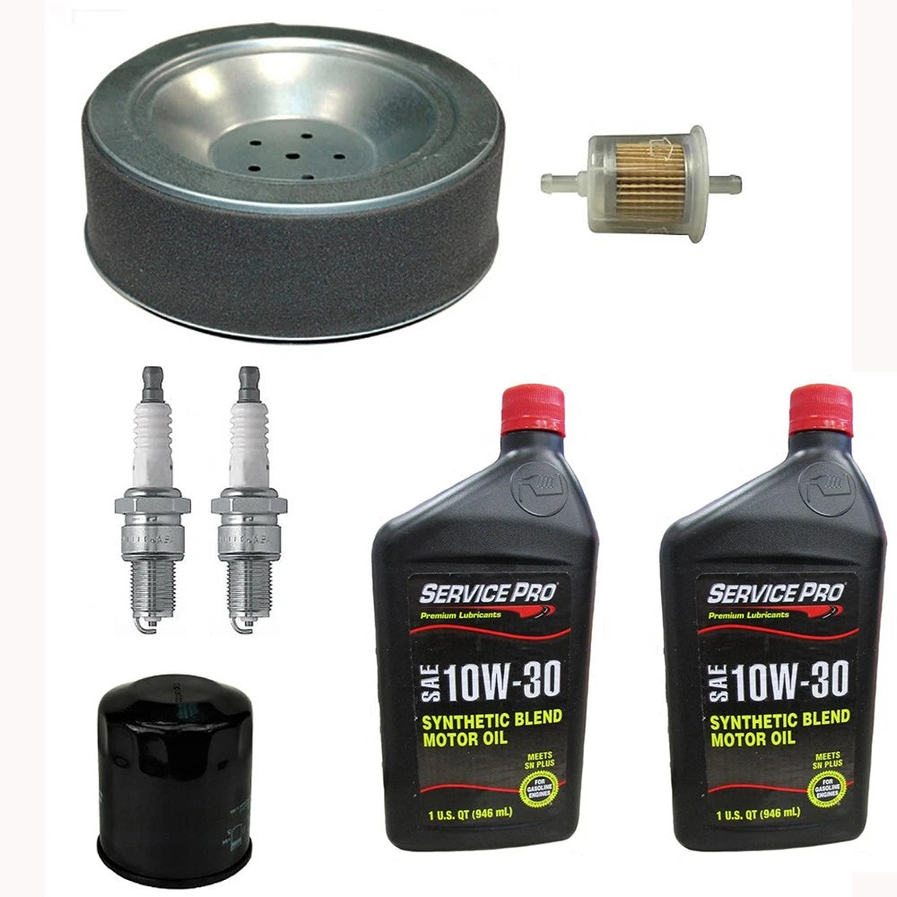 Set of 3 Filters with Spark Plugs & 10W30 Oil for John Deere X475 X485