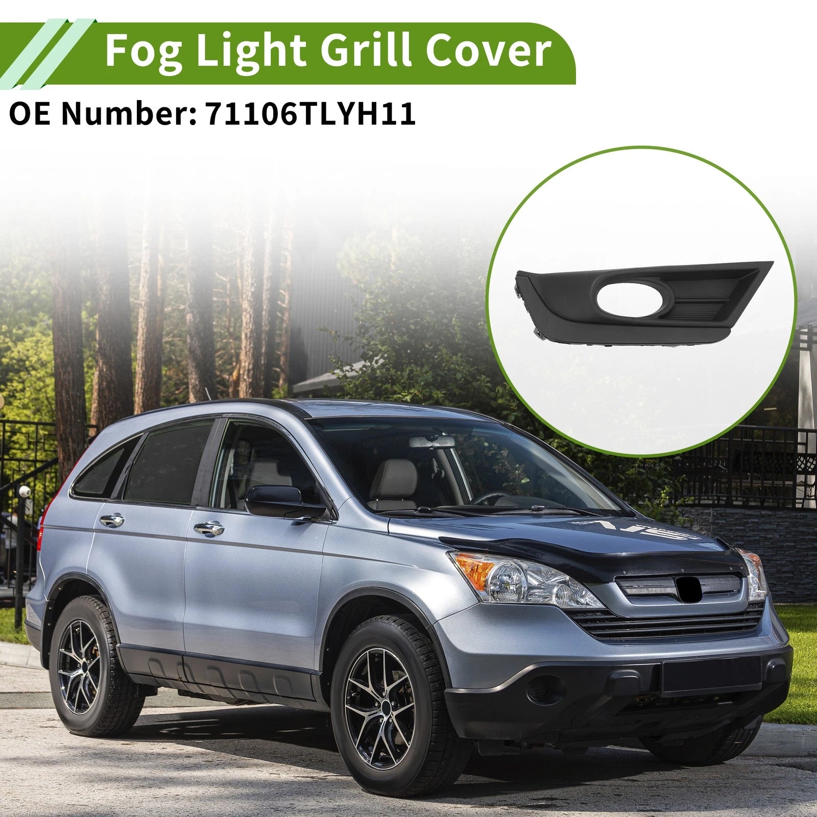 1pc Fog Light Grill for Honda CR-V (2016–2019) No. 71106TLYH11 Black