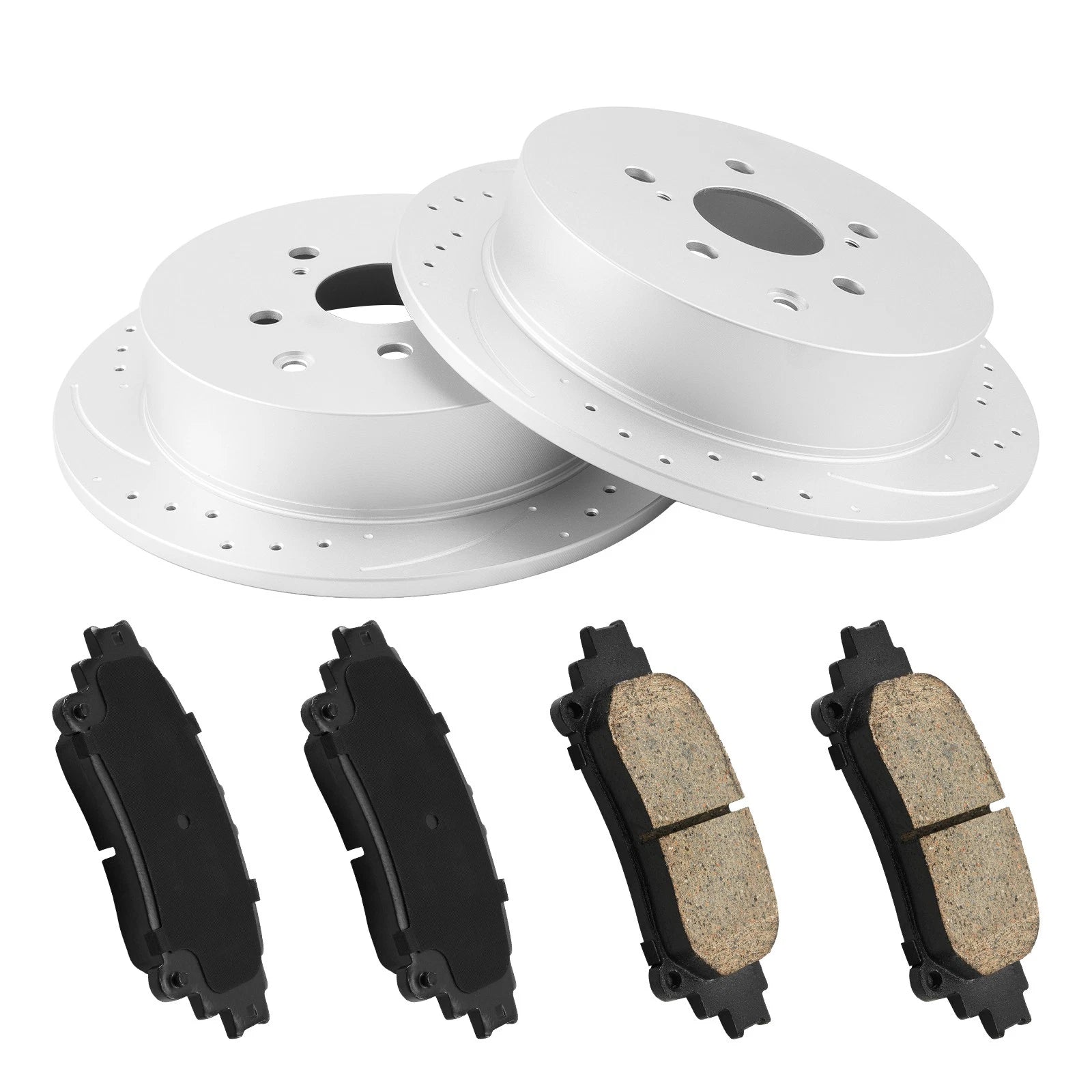 Rear Drilled Slotted Brake Rotors and Pads Kit for Toyota Sienna (2011–2020)