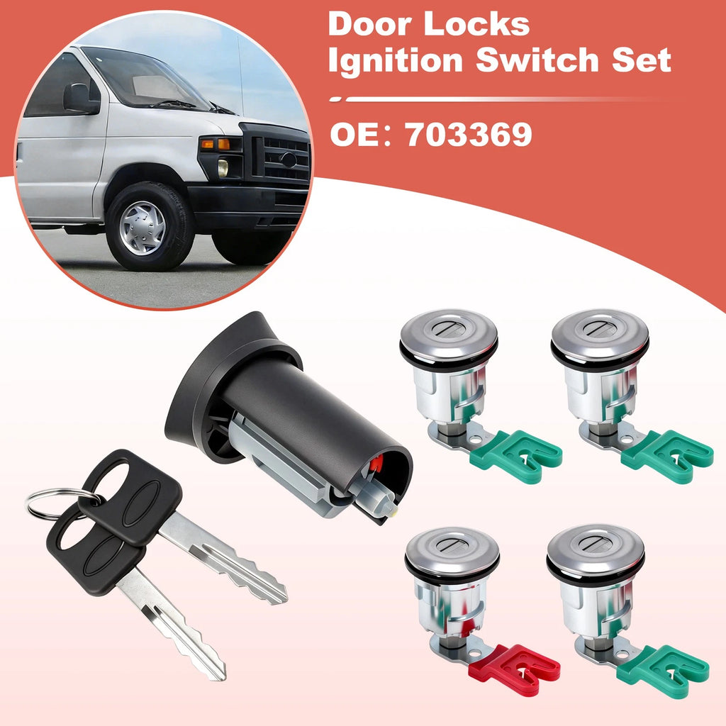 Ignition Key Switch Door Lock Cylinder for Ford Econoline E150 E250 (1992–2002)