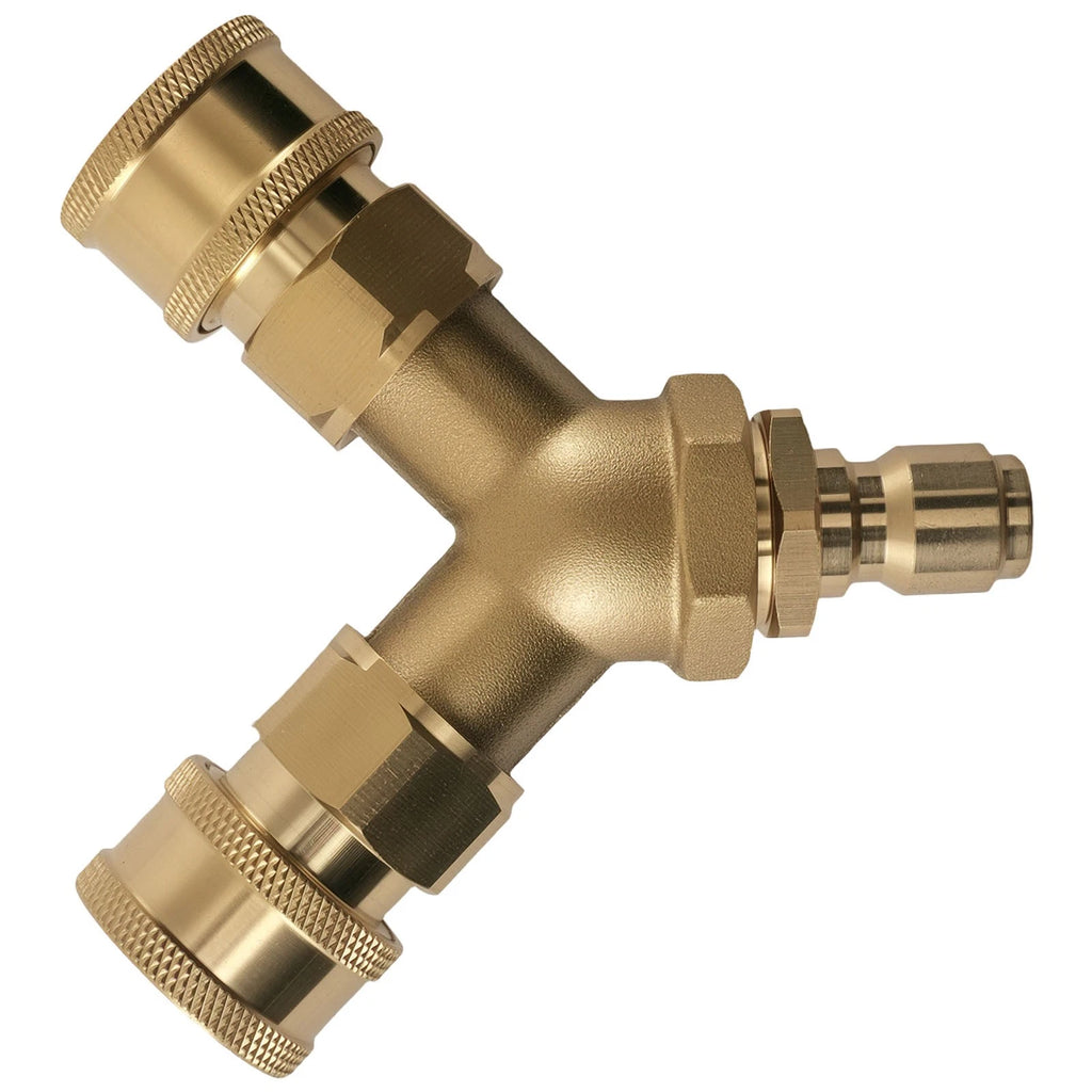 3/8'' Quick Connect Pressure Washer Tee Y-Adapter for Two Guns 5000 PSI