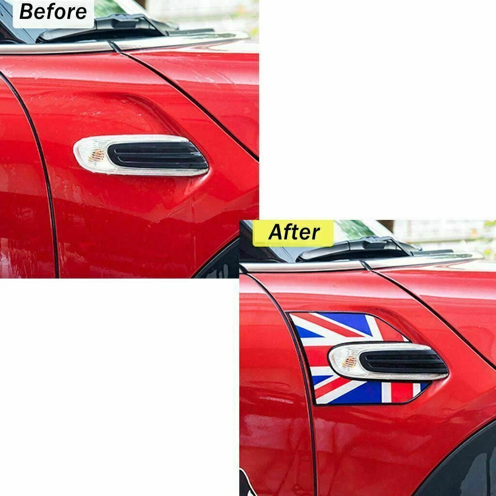UK Flag Pattern Fender Side Scuttles Sticker for MINI Cooper (2014-2024)