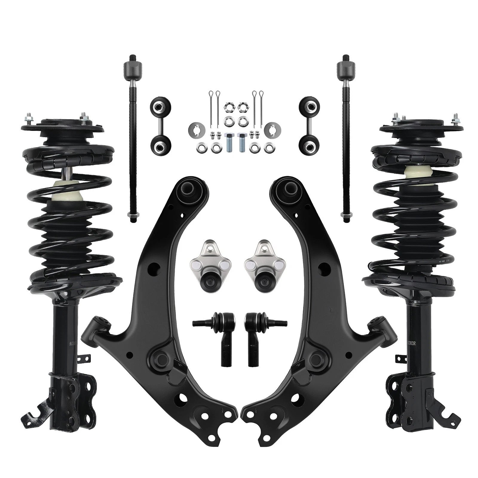 12X Front Strut Springs Control Arms Tie Rod Ends for Toyota Corolla (1996–2002)
