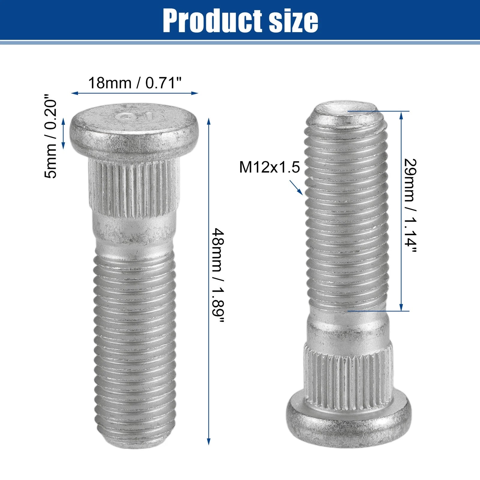 10 Pcs M12x1.5 Wheel Lug Stud for Hyundai Elantra (2007–2012) No. 517523A000