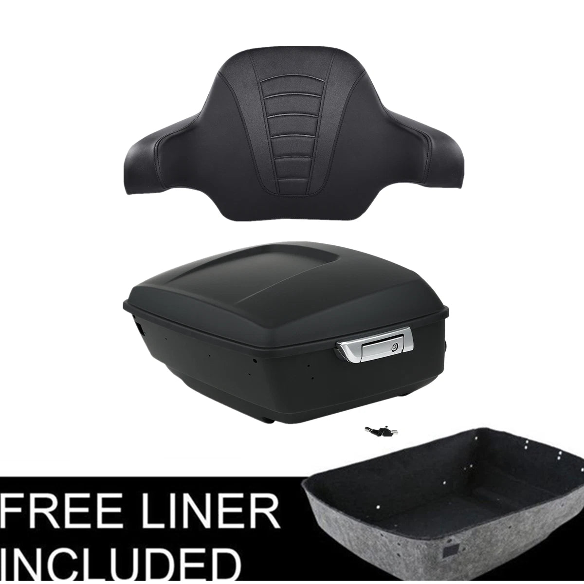 Matt Black King Trunk with Backrest Pad for Harley Street Road Glide (2014–Present)