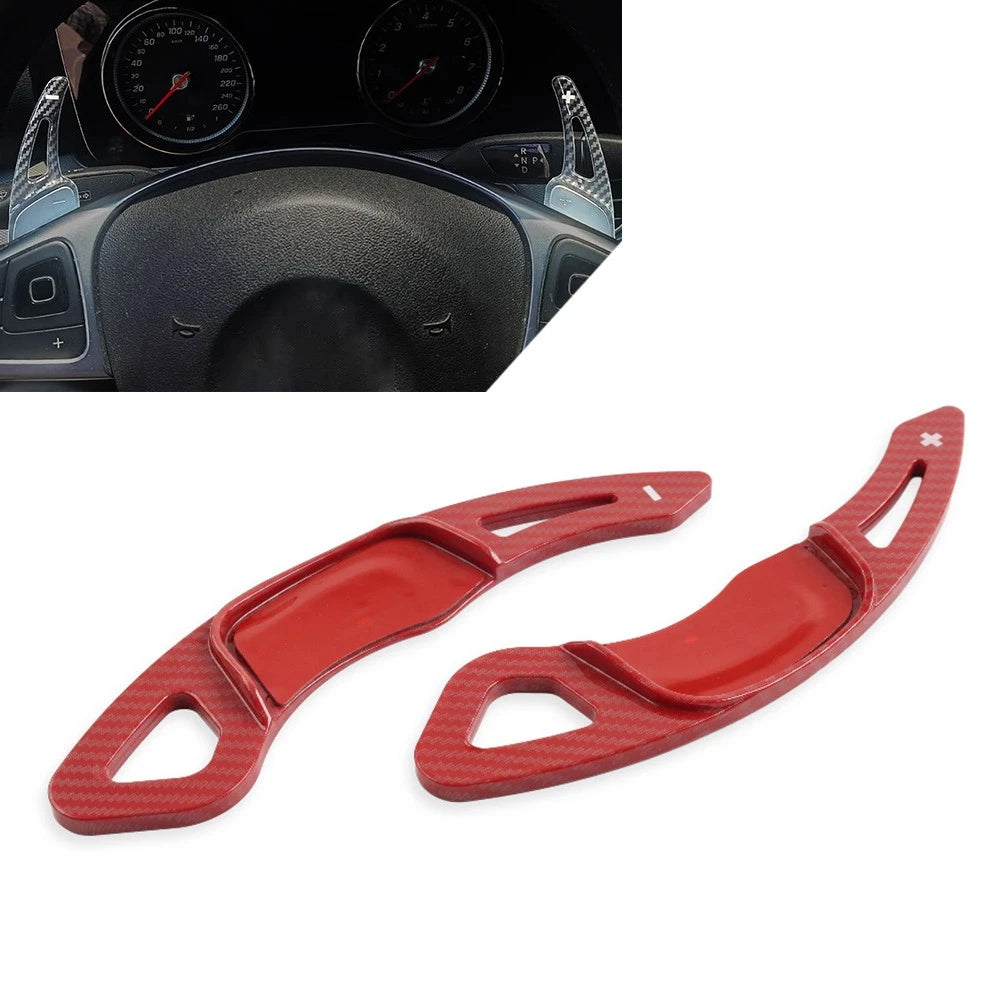 2X Steering Wheel Paddle Shifter Extension for VW Golf 7, Polo, Jetta (2013–2020) - Carbon Red