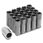 Set of 4 Open-End Aluminum Gun Metal Lug Nuts + Adapter M12x1.5 (Fits Various)