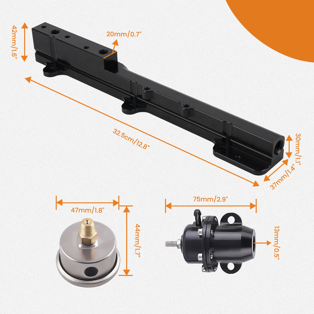 Fuel Pressure Regulator Gauge Rail Line Kit for Honda Civic (B16A, A1, A2, A3)