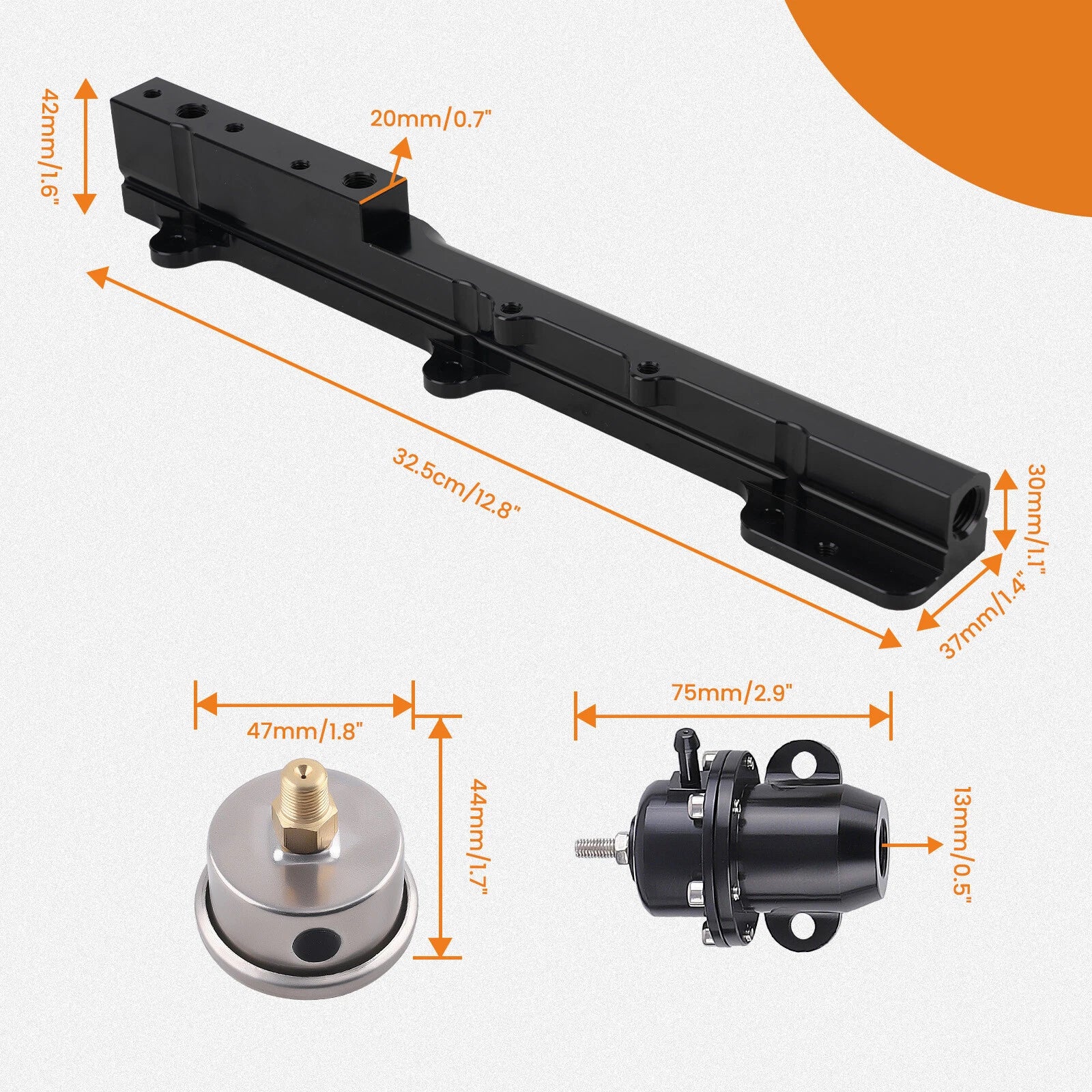 Fuel Pressure Regulator Gauge Rail Line Kit for Honda Civic (B16A, A1, A2, A3)