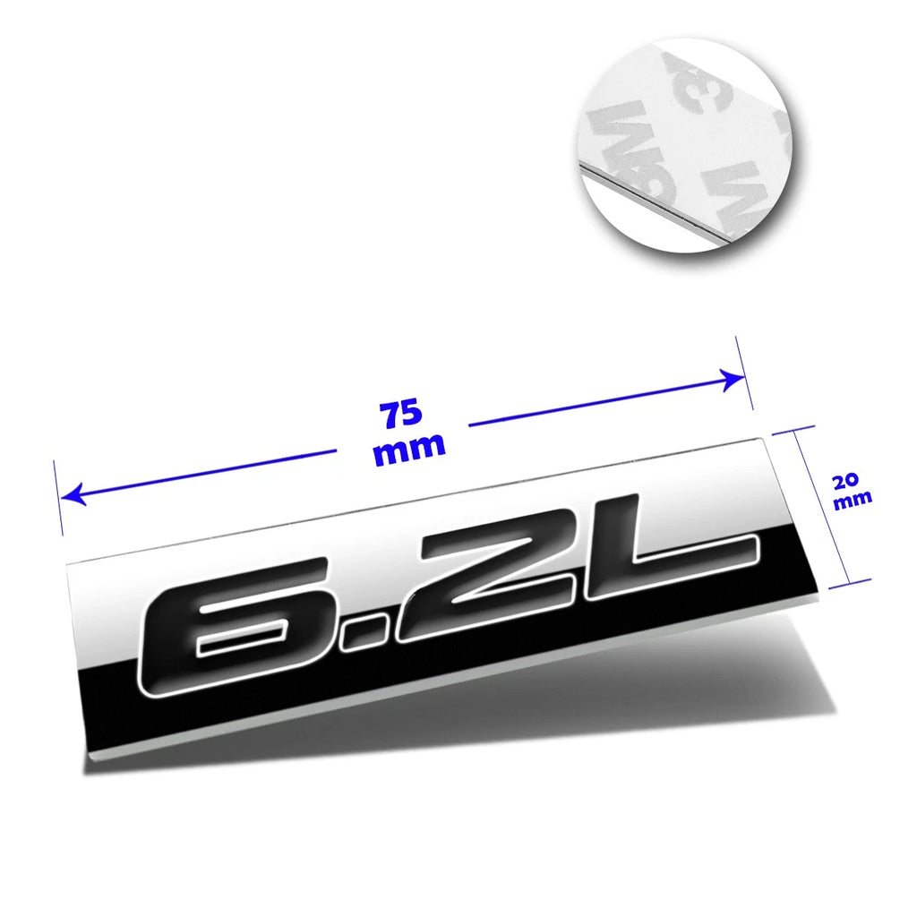 3D Polished Metal "6.2L" Decal Emblem for GMC Chevrolet