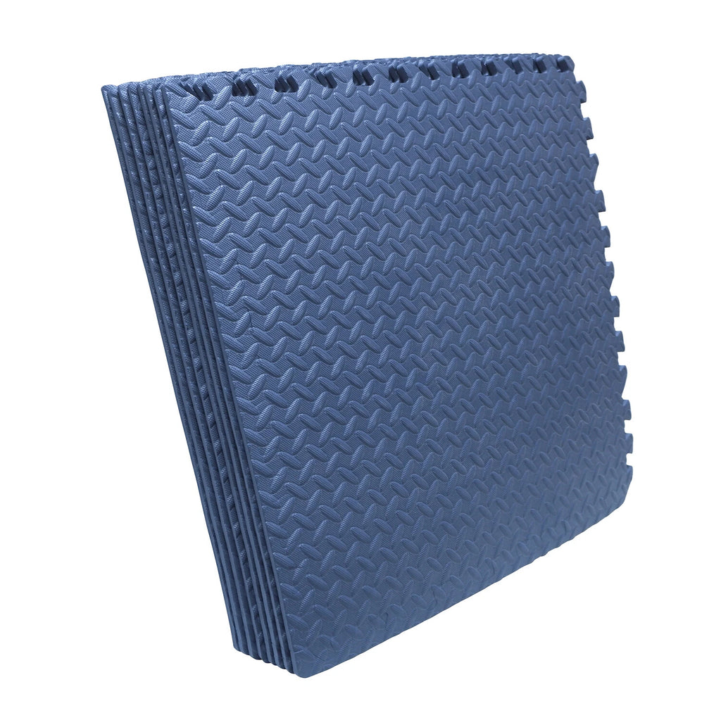 8PC EVA Foam Exercise Tiles Gym Floor Mat 24x24 Blue