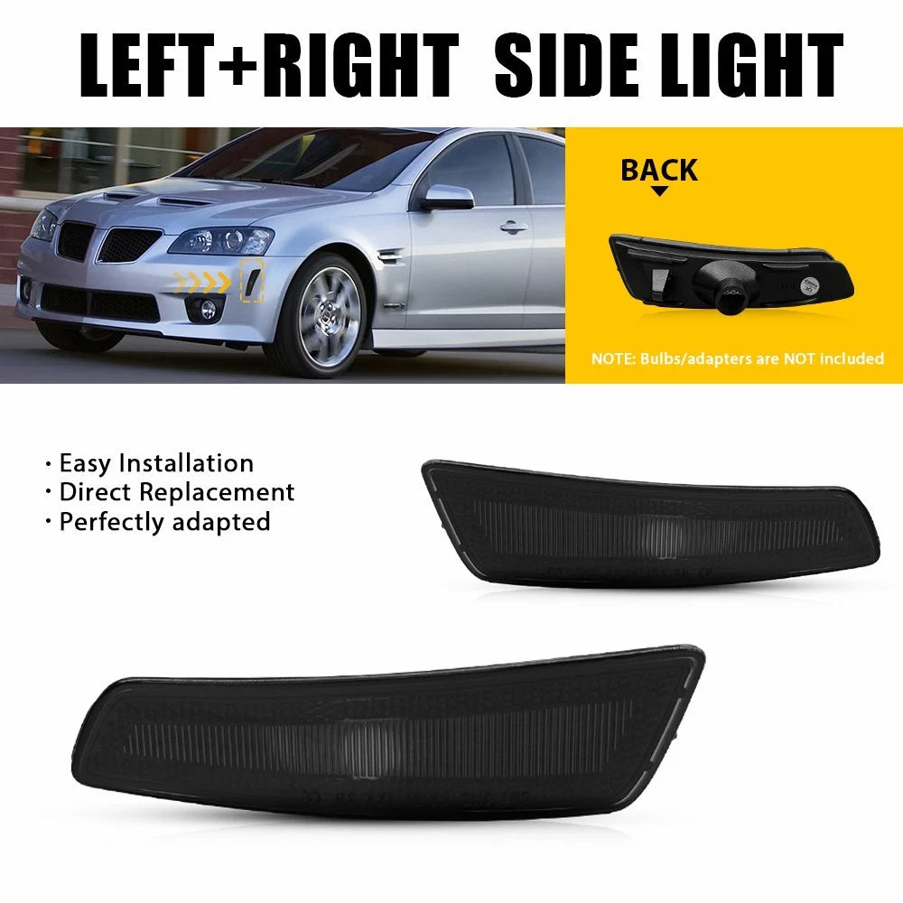 2X Front Side Marker Light for Pontiac G8 GT GXP (2008–2009) Smoked EPY
