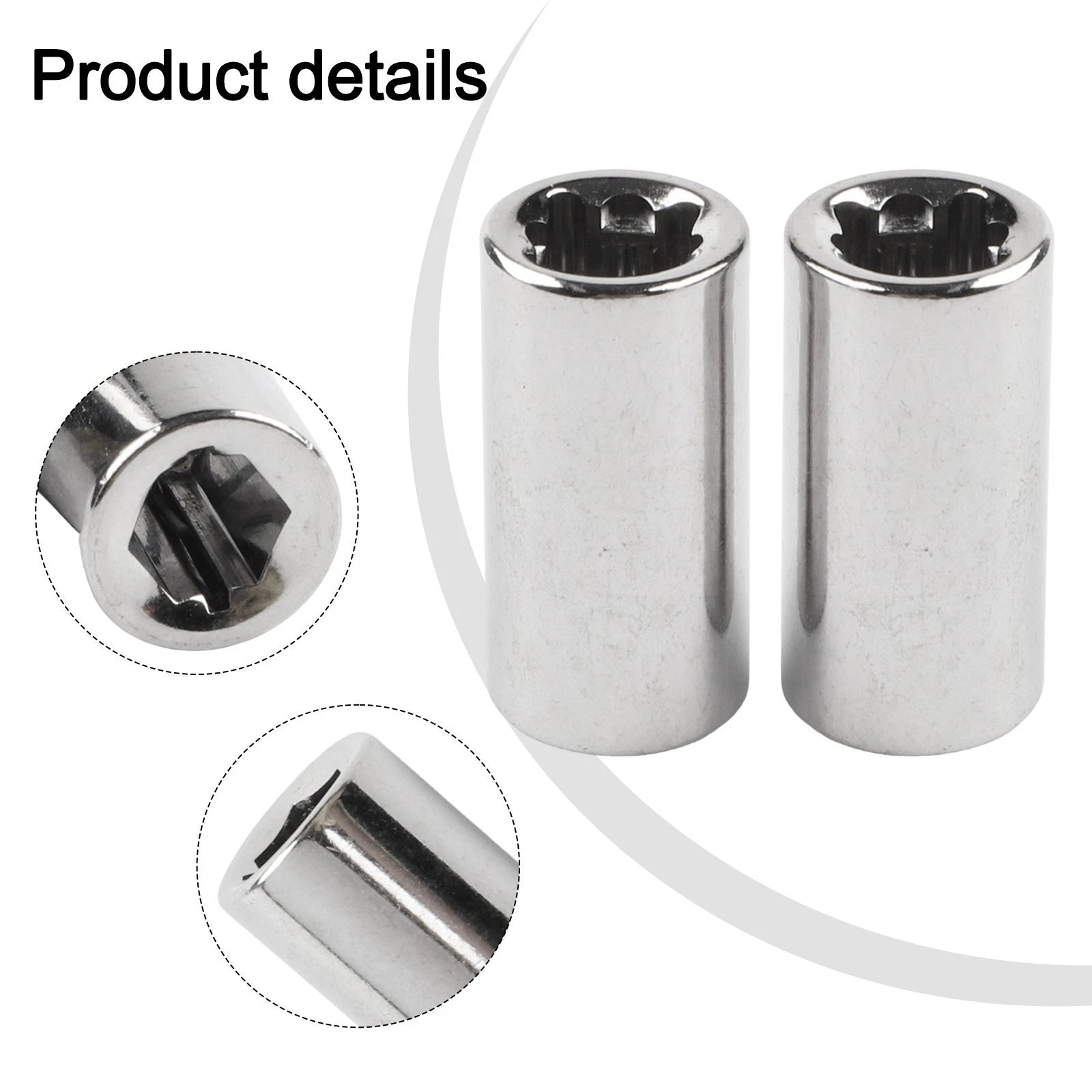 Set of 2 Chrome Steel 14 Inch Square Drive to 14 Hex Socket Bit Adapters