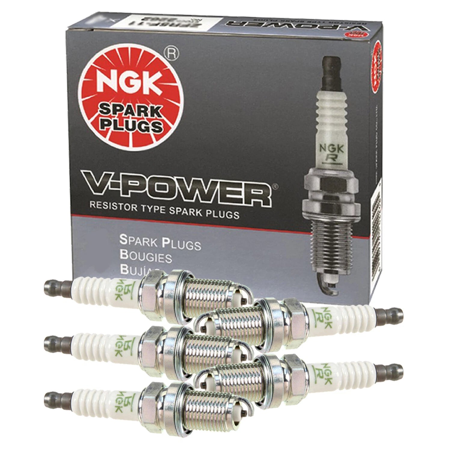 Set of 5 NGK Nickel V-Power Spark Plugs Gap 0.025 for Audi 200 Q S4 S6 (1980–1991)