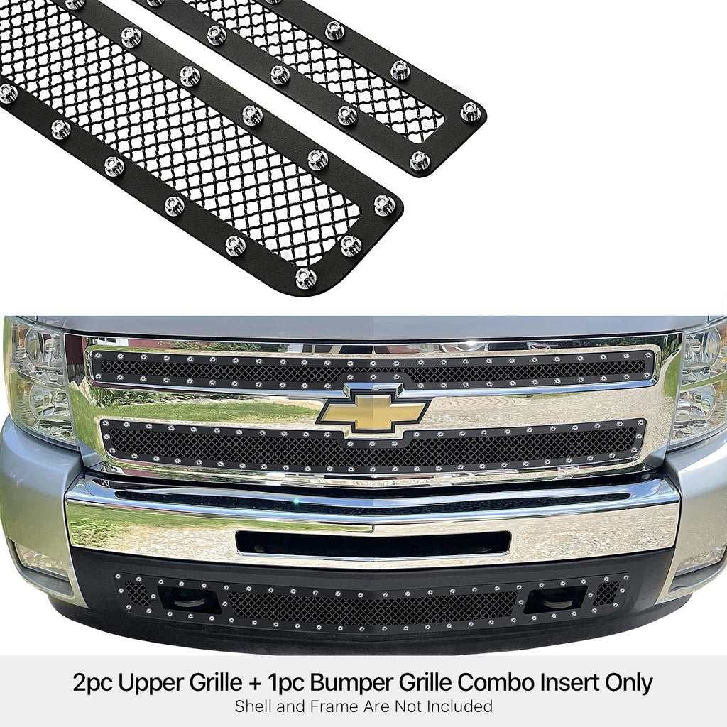 Black Rivet Mesh Grille for Chevy Silverado 1500 (2007-2013)