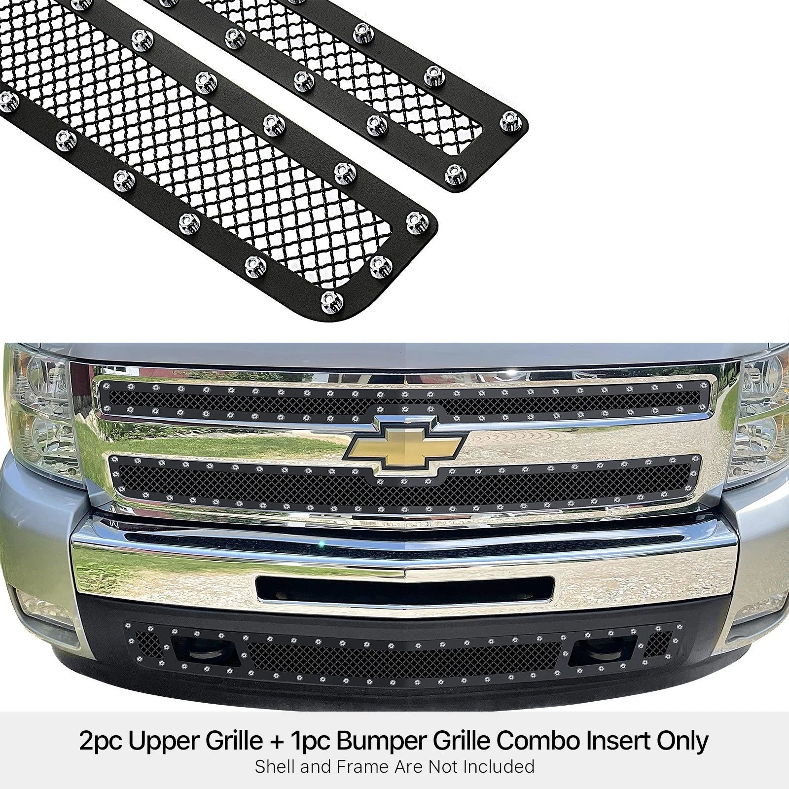 Black Rivet Mesh Grille for Chevy Silverado 1500 (2007-2013)