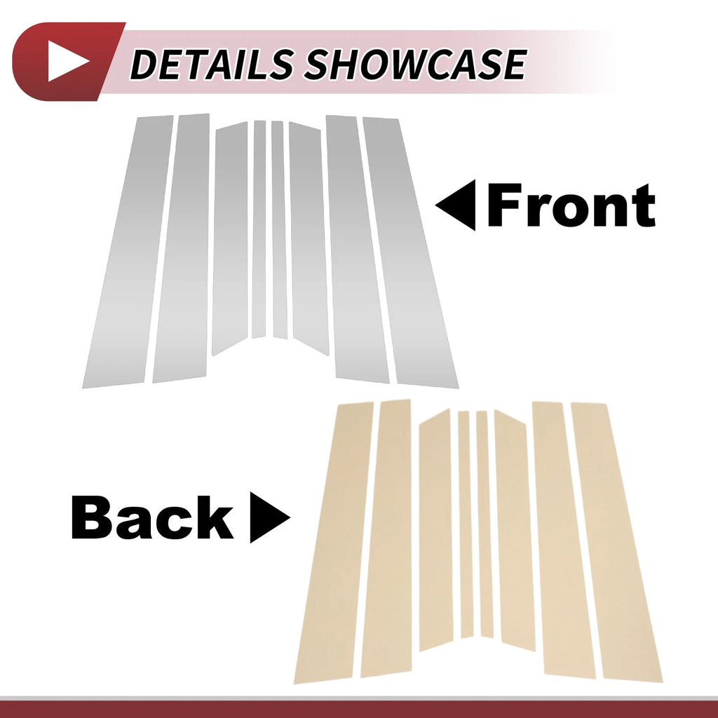 Set of 8 Door Pillar Window Trim for Ford Territory (2023–2024) Silver Tone