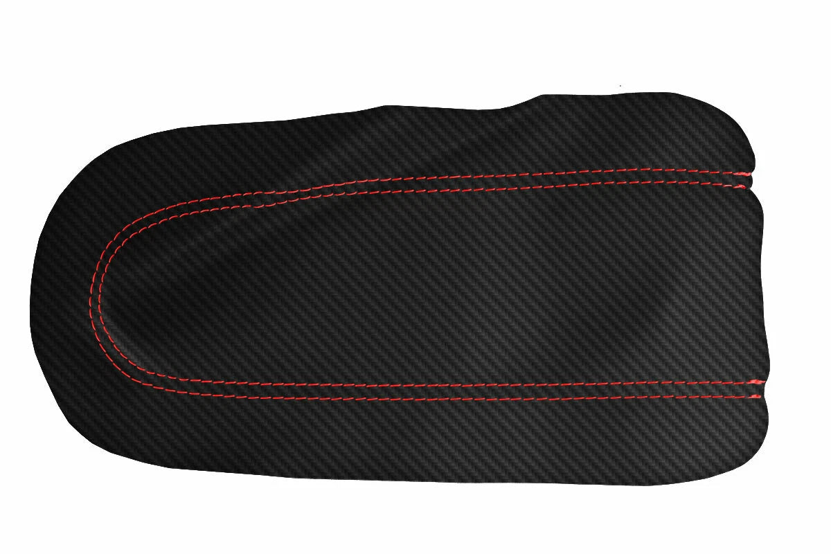 Carbon Fiber Console Lid Cover for VW Jetta Vento (1999–2004) Red Stitch