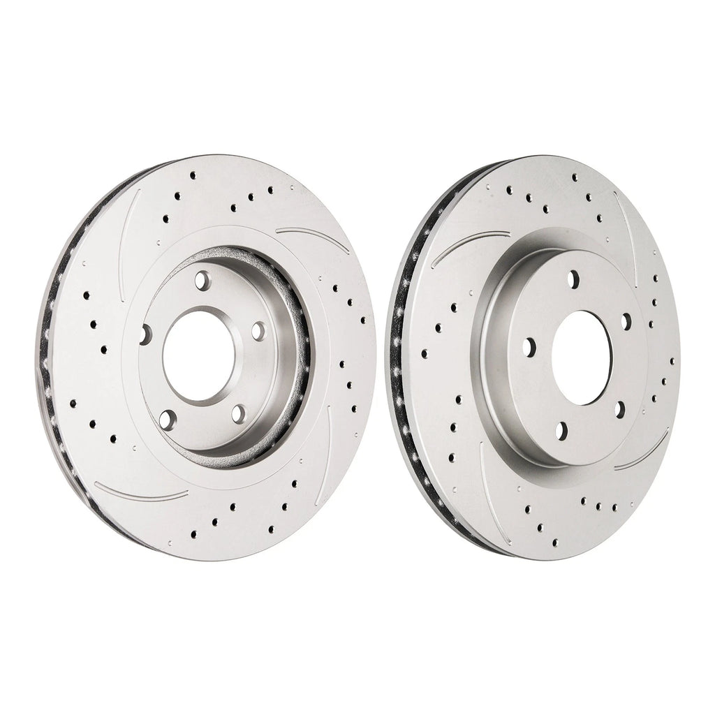 Front Set Drilled & Slotted Brake Rotors for Nissan Rogue & Sentra (2007–2013)