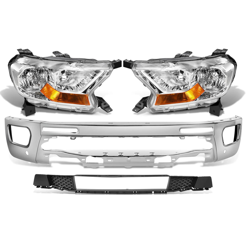 Chrome Amber Headlights for Ford Ranger XL XLT (2019–2023)