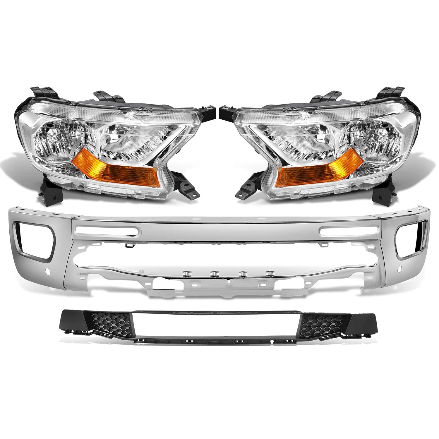 Chrome Amber Headlights for Ford Ranger XL XLT (2019–2023)