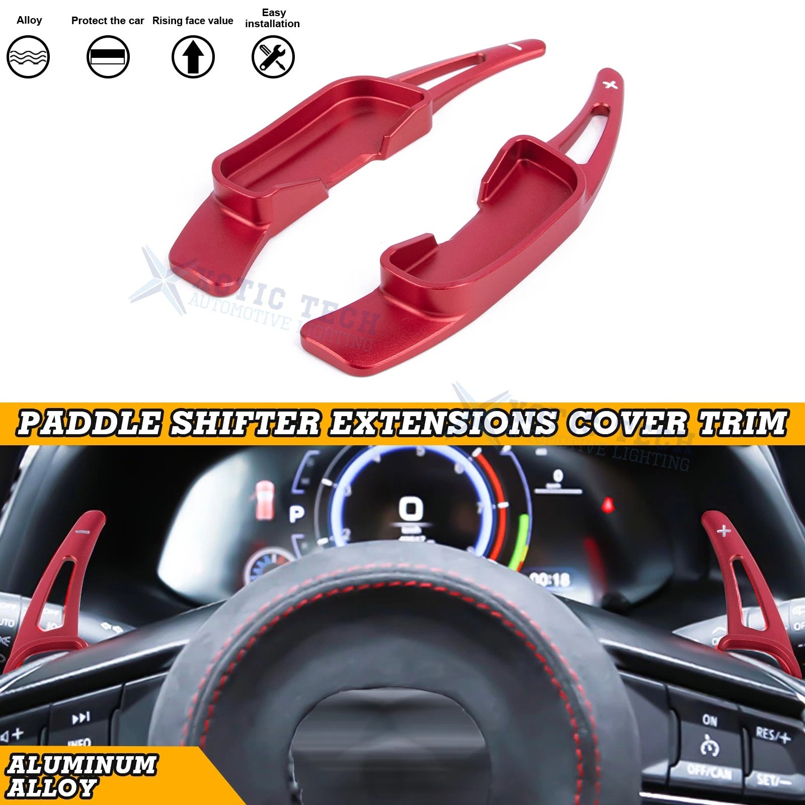 Red Aluminum Paddle Shifter Extension for Mazda (2014–2020)