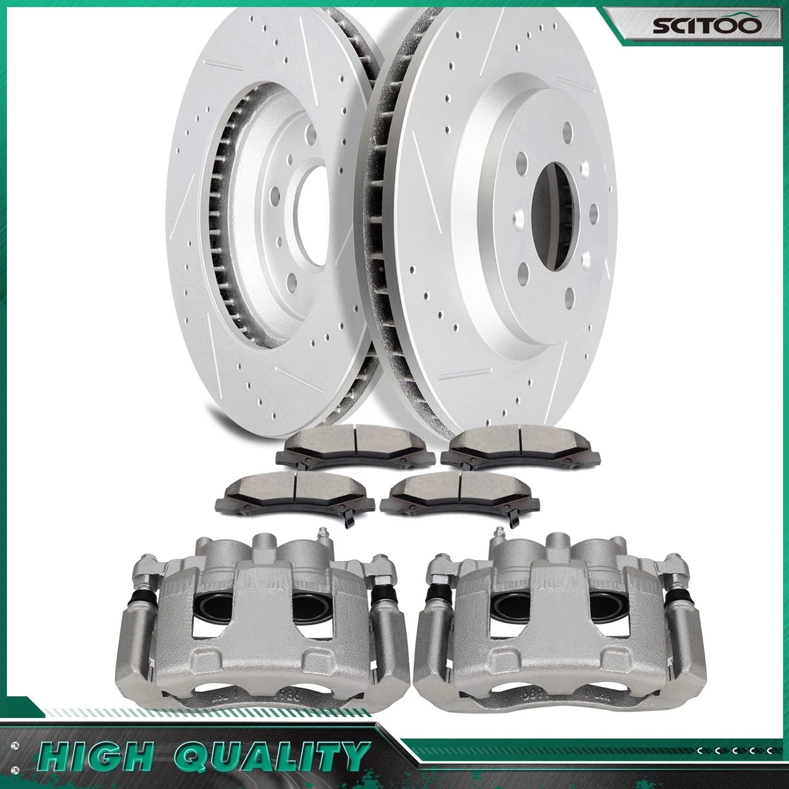 Front Brake Caliper Set with Rotors & Ceramic Pads for Buick Lucerne (2006–2011)