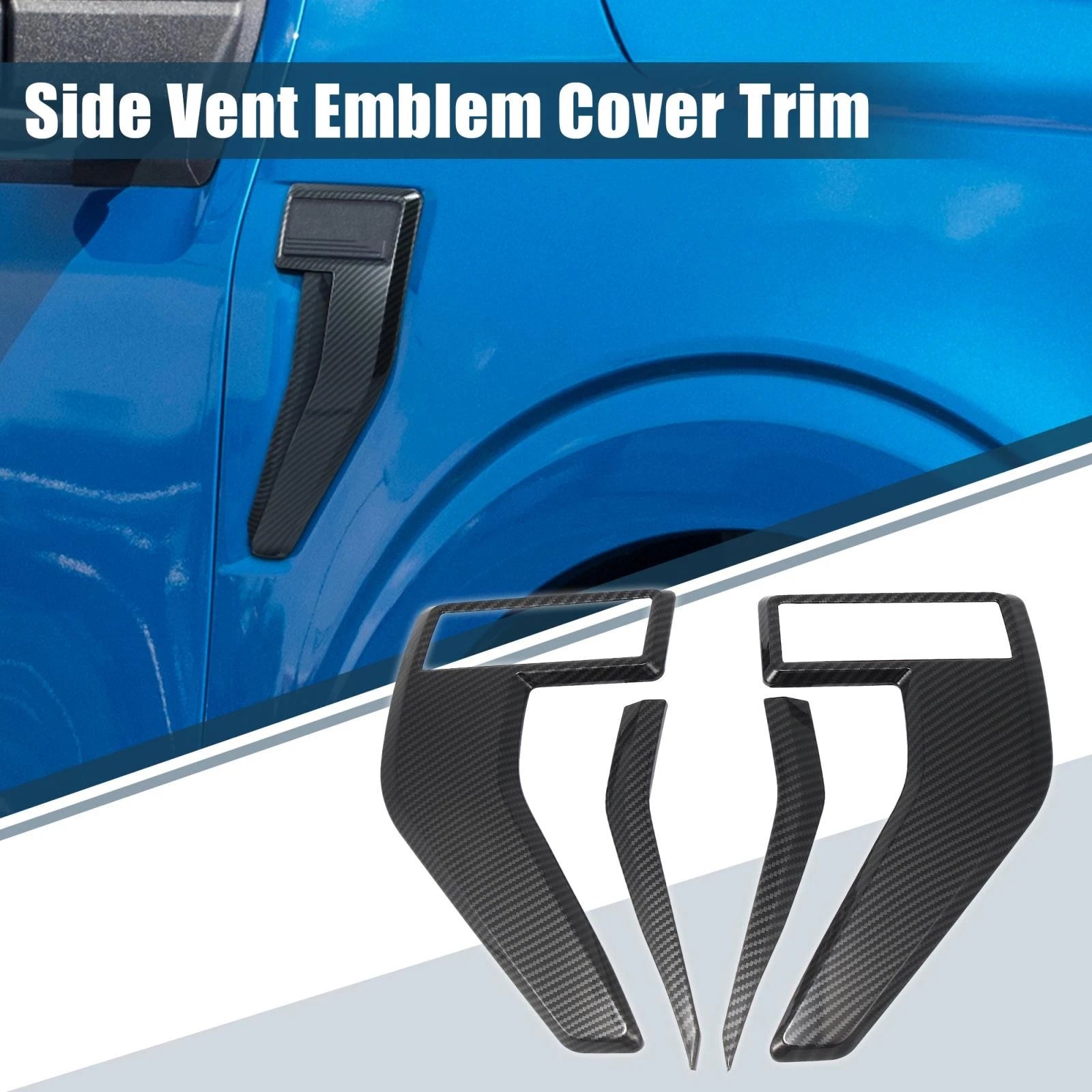 Set of 2 Carbon Fiber Style Side Vent Fender Badge Covers for Ford F150 (2021–2022) 782685548700