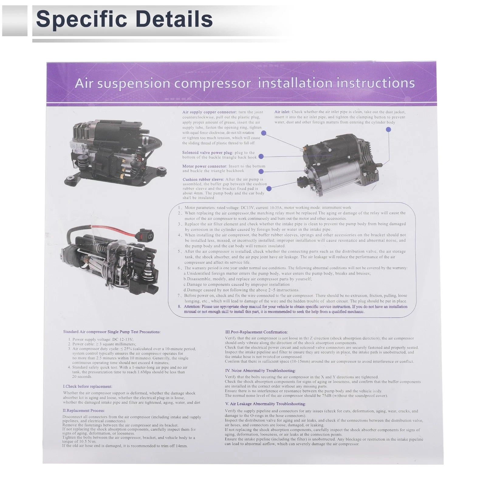 Air Suspension Compressor for Audi Q8 (2020–2022)