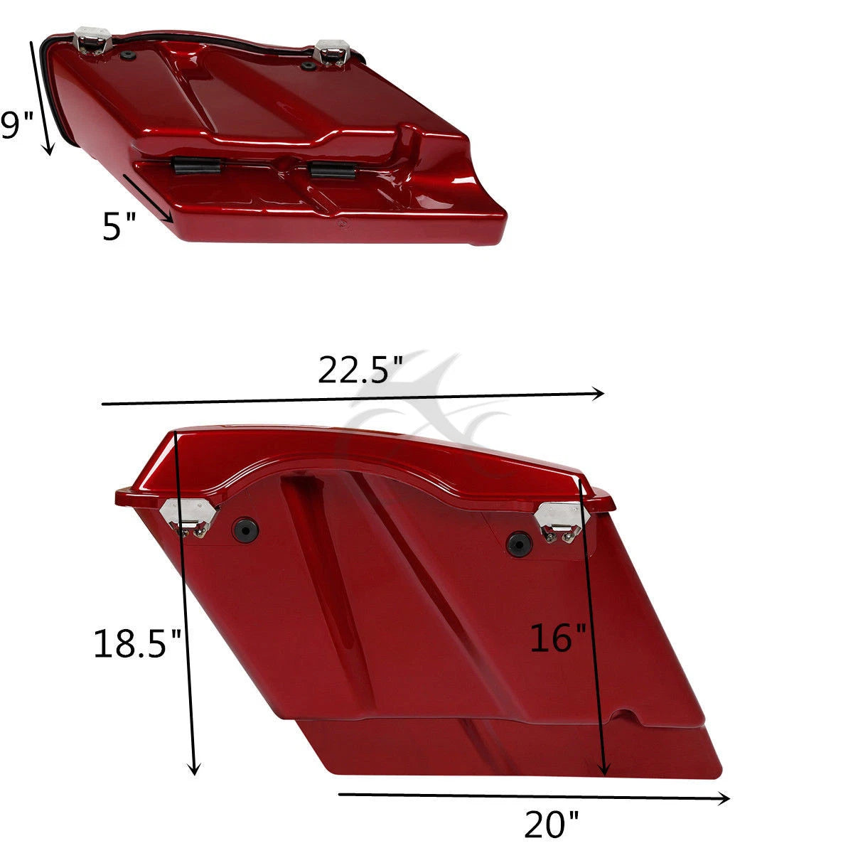 5" Stretched Red Saddlebags for Harley Softail Springer (1984–2017)