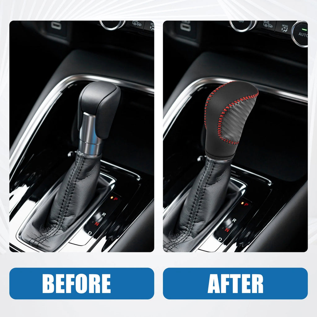 Gear Shifting Knob Cover Trim for Honda Accord (2018–2023) Carbon Fiber Black Red Stitches