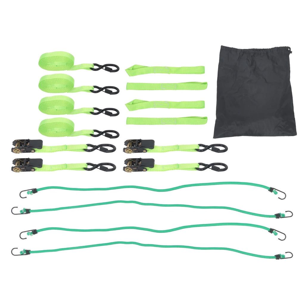 Set of 4 Ratchet Straps for Secure Tie-Downs (2200 lbs, 1 in x 15 ft)