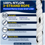 Anchor Line 9/16 inch x 200 ft Rope Line with Thimble & Shackle
