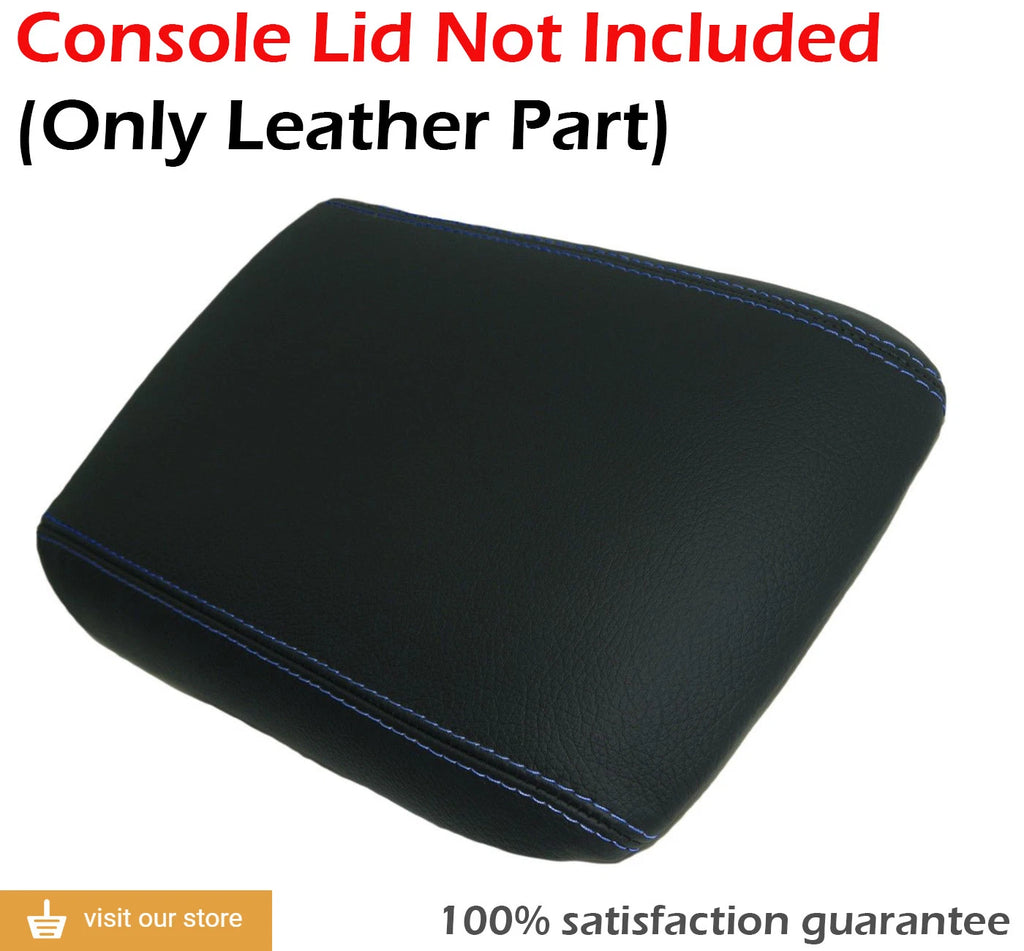 Leather Synthetic Console Armrest Cover for Ford Mustang (2005–2009) Blue Stitch