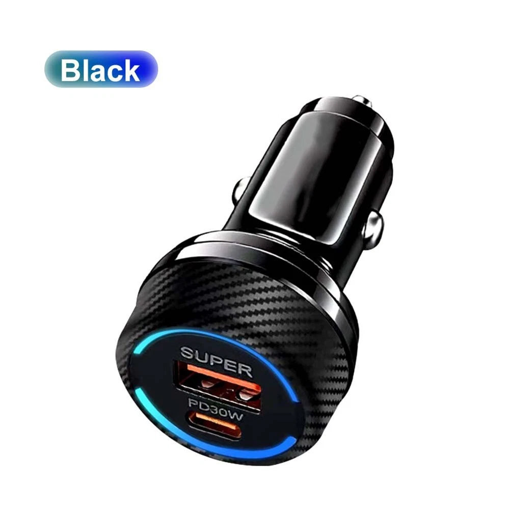 60W Fast Charging Car Charger PD30W QC30W for