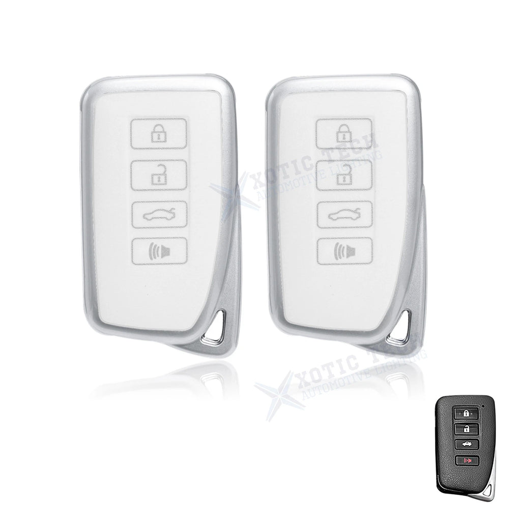 2x White TPU Leather Remote Key Fob Cover Holder for Lexus (2013–2024)