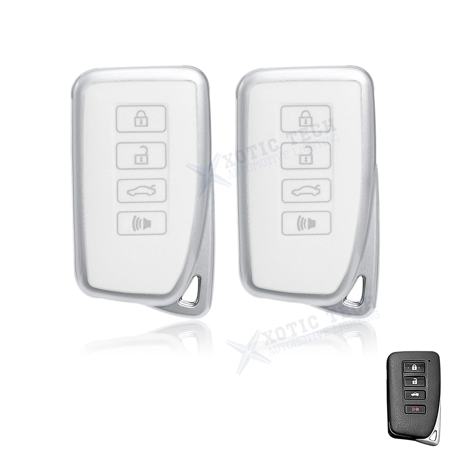 2x White TPU Leather Remote Key Fob Cover Holder for Lexus (2013–2024)