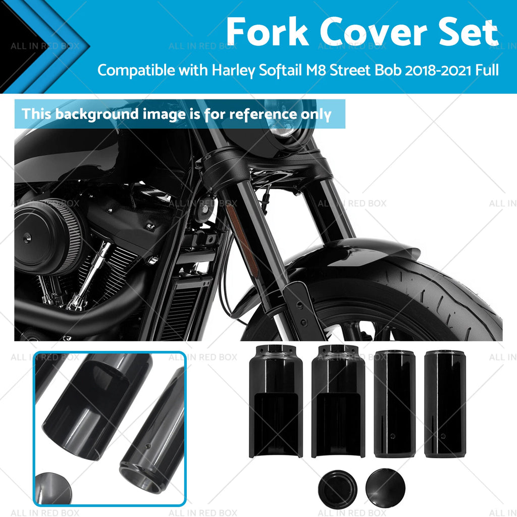 Black Fork Cover Set for Harley Softail M8 Street Bob (2018–2022)
