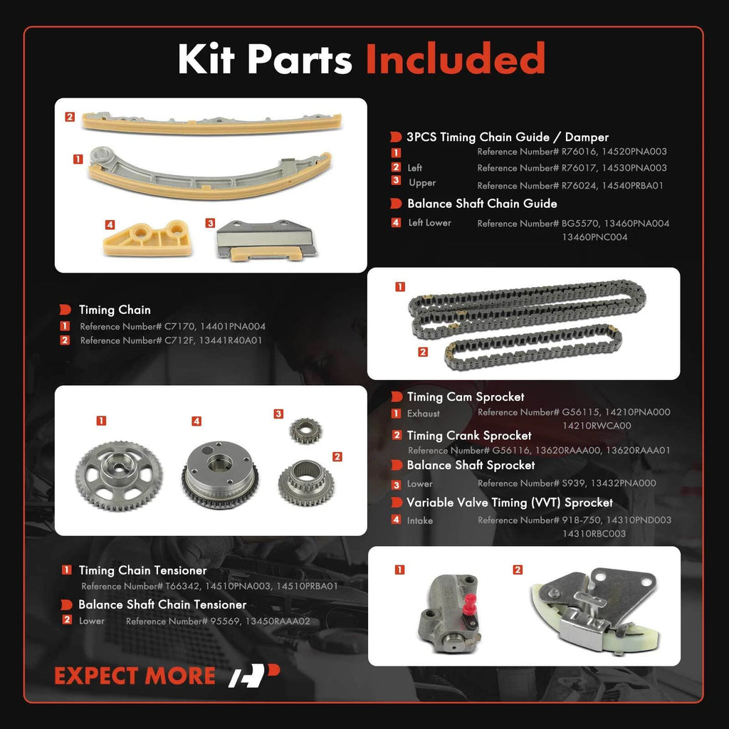 12x Timing Chain Kit for Honda Civic (2002–2005) Acura RSX (2002–2006)