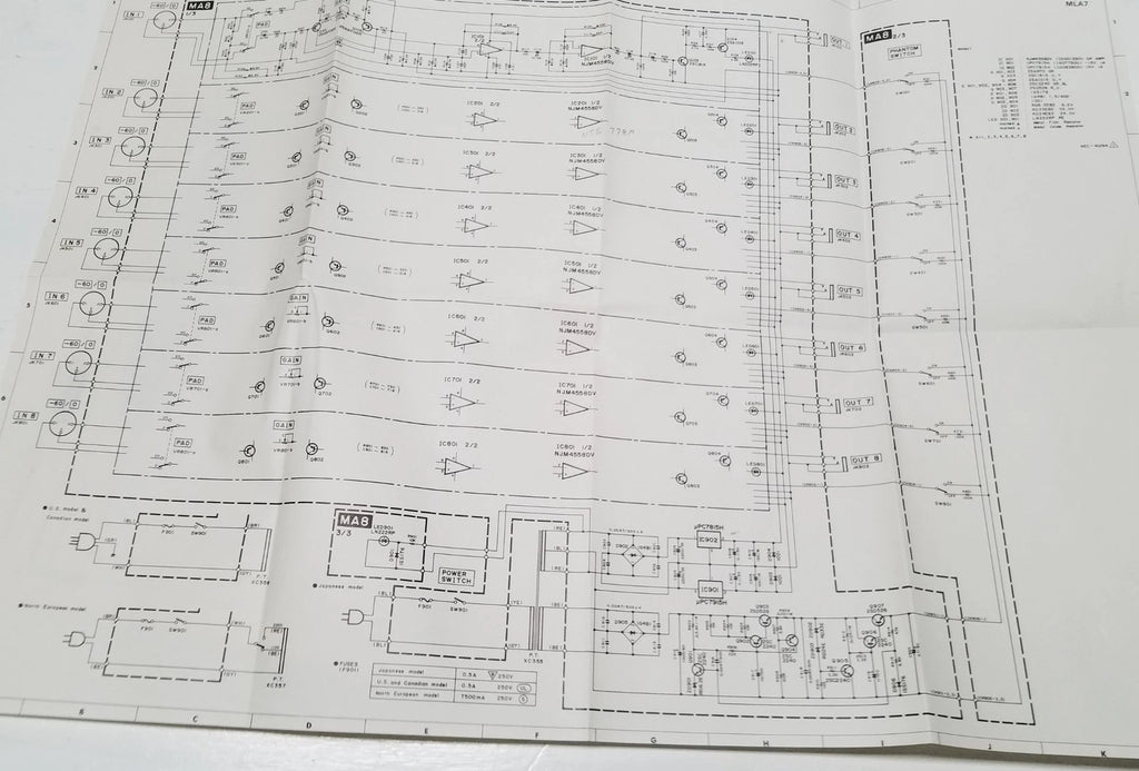 Yamaha MLA7 Mic Line Amplifier Service Manual and Parts List