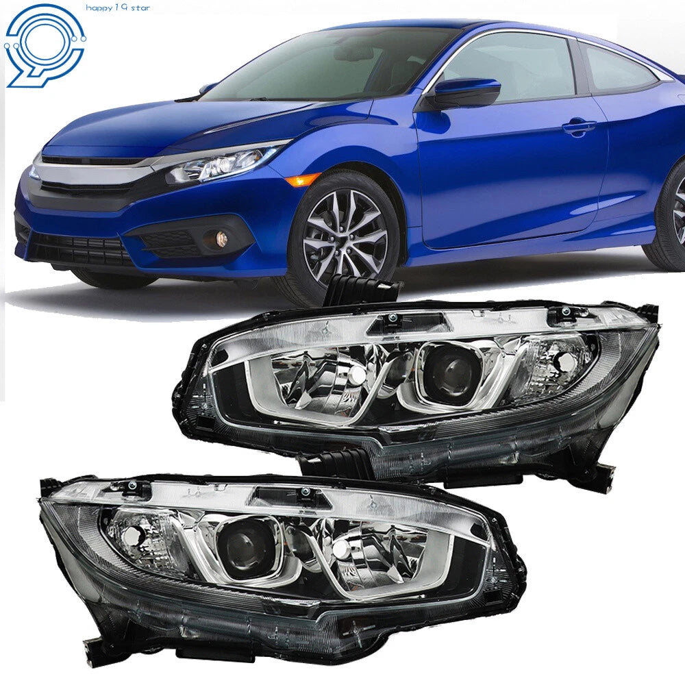 LED Projector Headlights for Honda Civic (2016–2020) Electroplated Pair